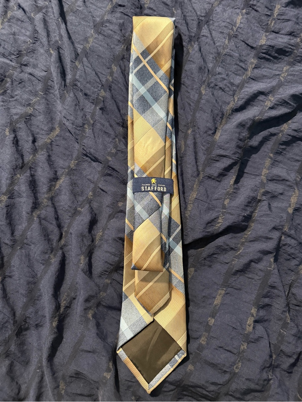 Stafford Yellow and Blue Plaid Silk Tie